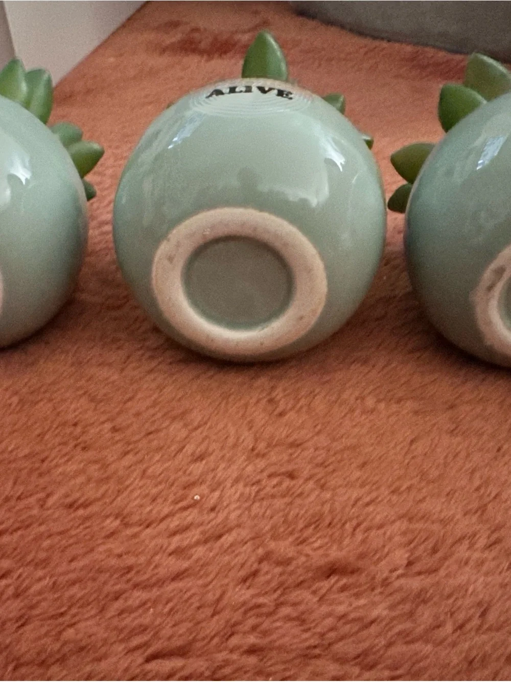 Faux Succulent in Mint Green Ceramic Planter